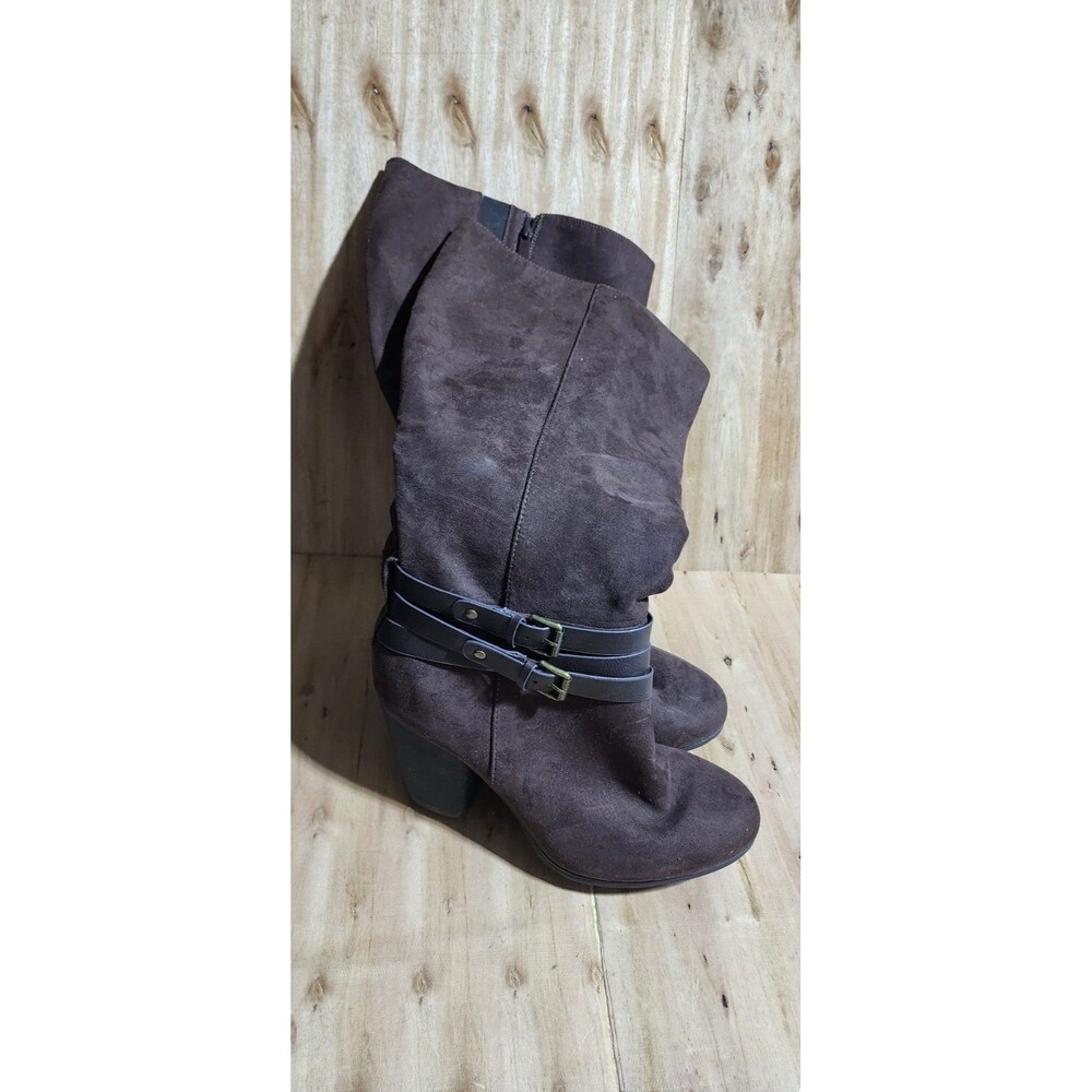 TORRID Brown Suede Wide Calf Boots with Buckle, Size 10WW - Picture 4 of 11